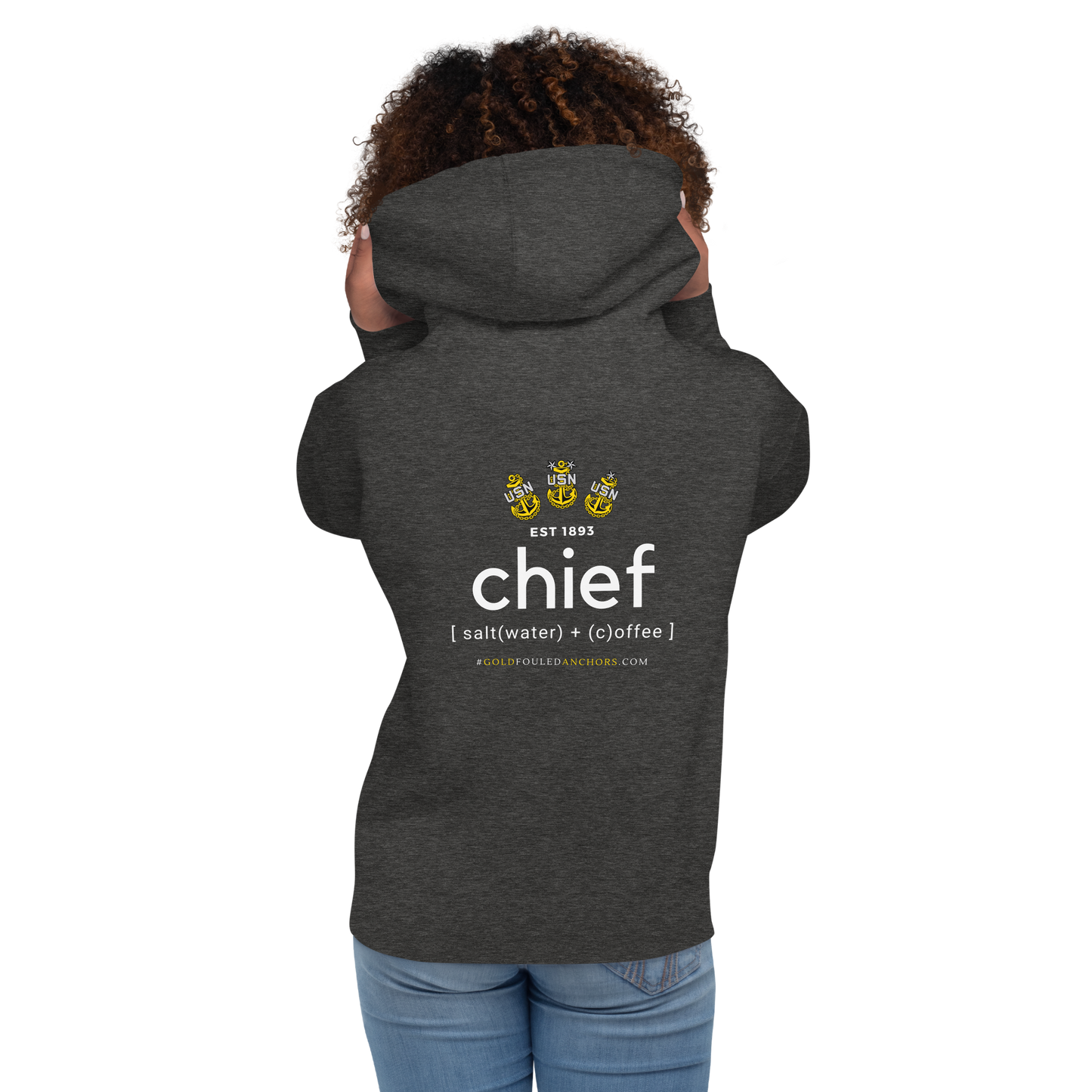 Unisex Navy Chief Hoodie - Saltwater + Coffee #NavyChief #CPO #ChiefPettyOfficer #MilitaryApparel #ChiefHoodie