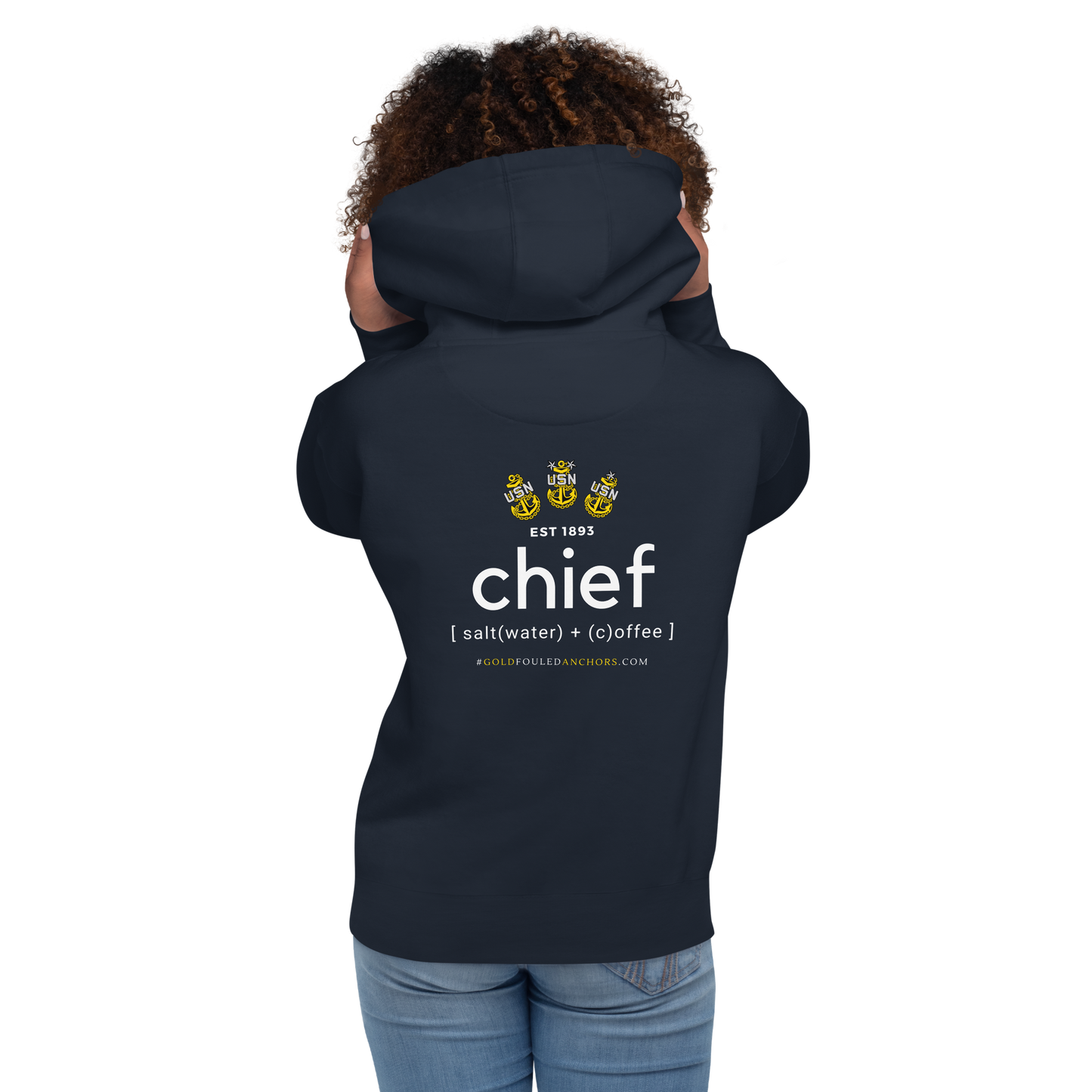 Unisex Navy Chief Hoodie - Saltwater + Coffee #NavyChief #CPO #ChiefPettyOfficer #MilitaryApparel #ChiefHoodie