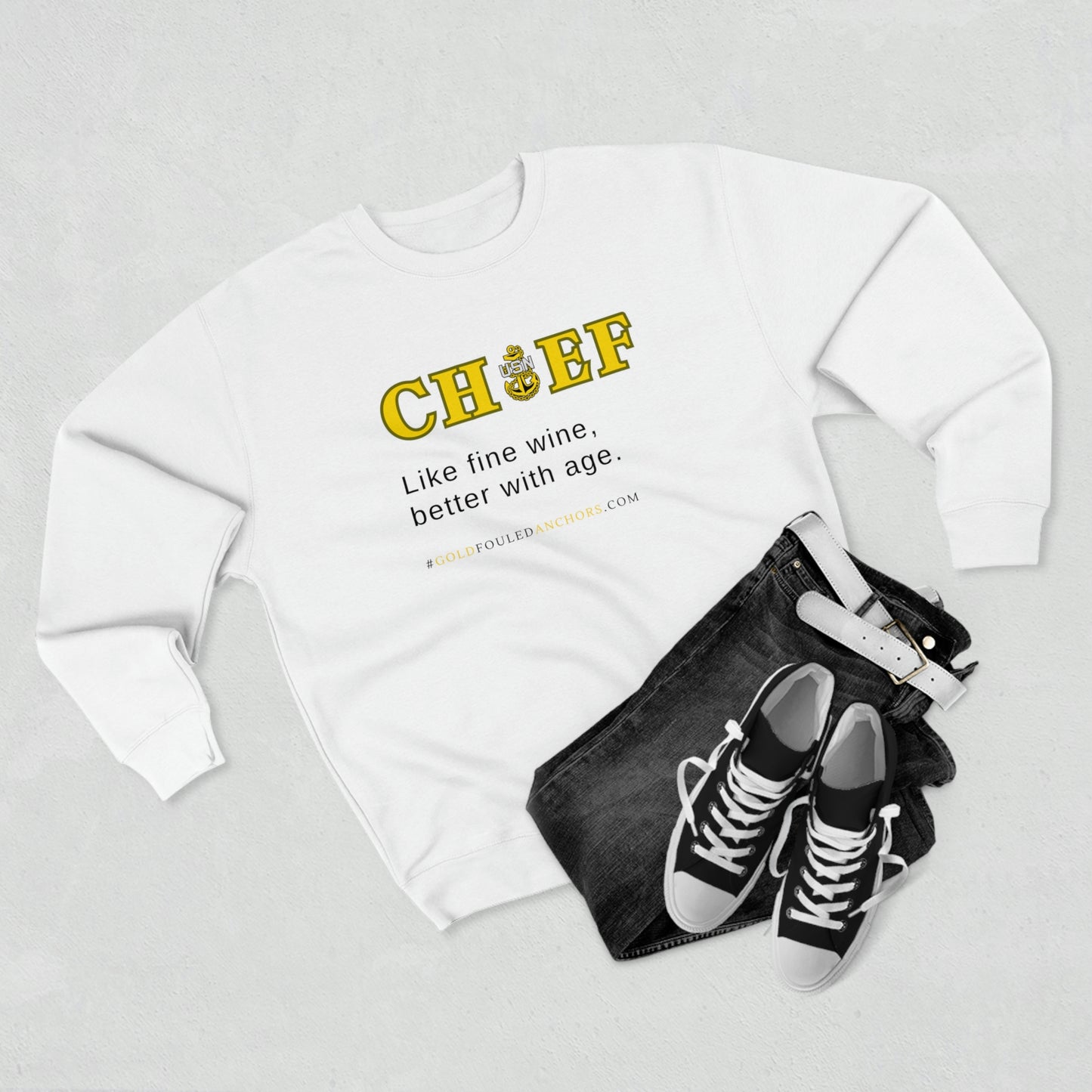Unisex Navy Chief Sweatshirt - Like fine wine.. #NavyChief #CPO #ChiefPettyOfficer #MilitaryApparel #ChiefSweatshirt