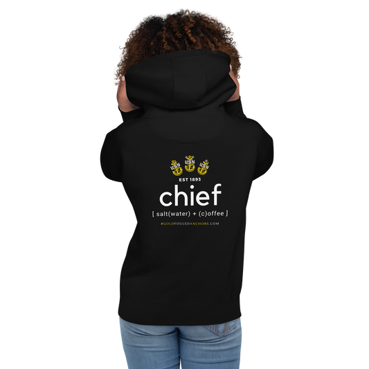 Unisex Navy Chief Hoodie - Saltwater + Coffee #NavyChief #CPO #ChiefPettyOfficer #MilitaryApparel #ChiefHoodie