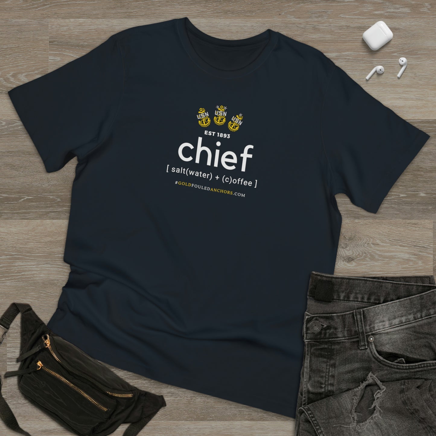 Unisex Navy Chief T-Shirt - Saltwater + Coffee #NavyChief #CPO #ChiefPettyOfficer #MilitaryApparel