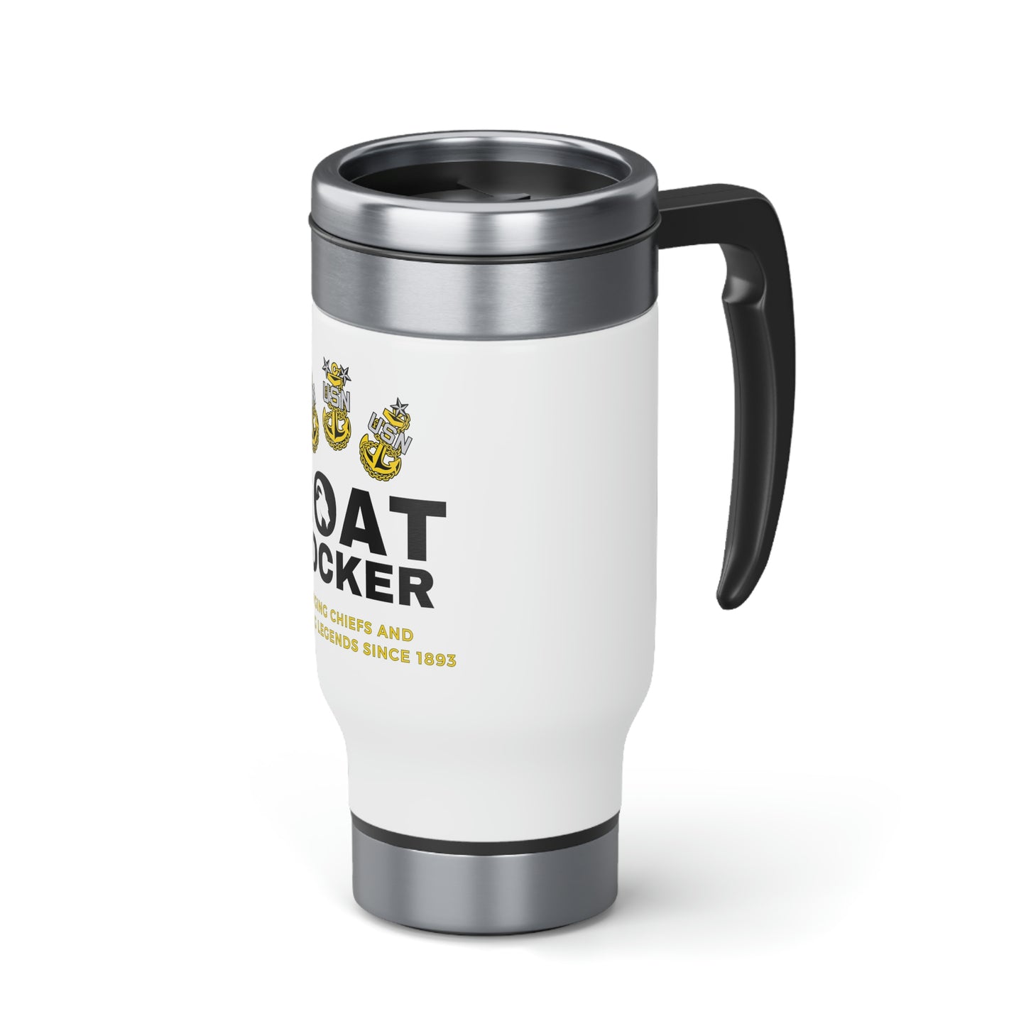 US Navy Chief Stainless Steel Travel Mug with Handle 14oz - Goatlocker #NavyChief #CPO #ChiefPettyOfficer #MilitaryMug #ChiefMug