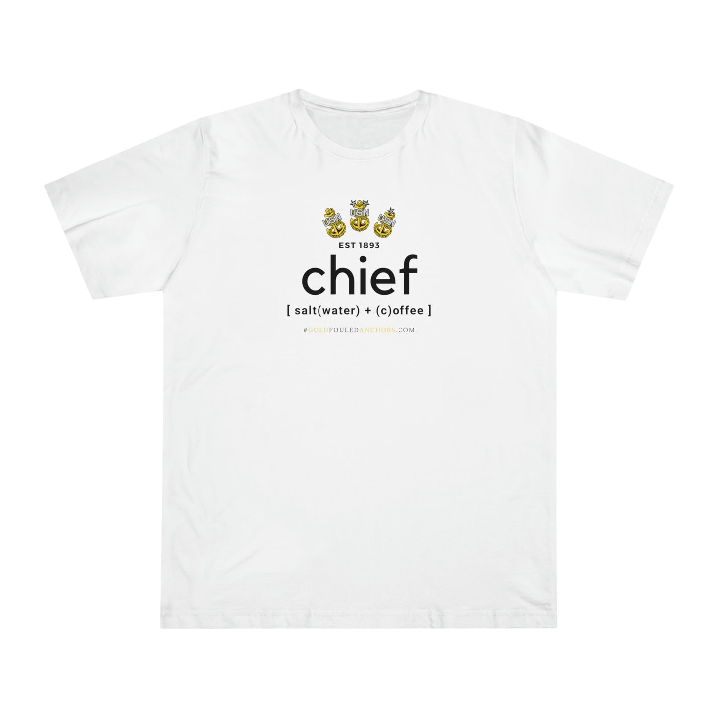 Unisex Navy Chief T-Shirt - Saltwater + Coffee #NavyChief #CPO #ChiefPettyOfficer #MilitaryApparel