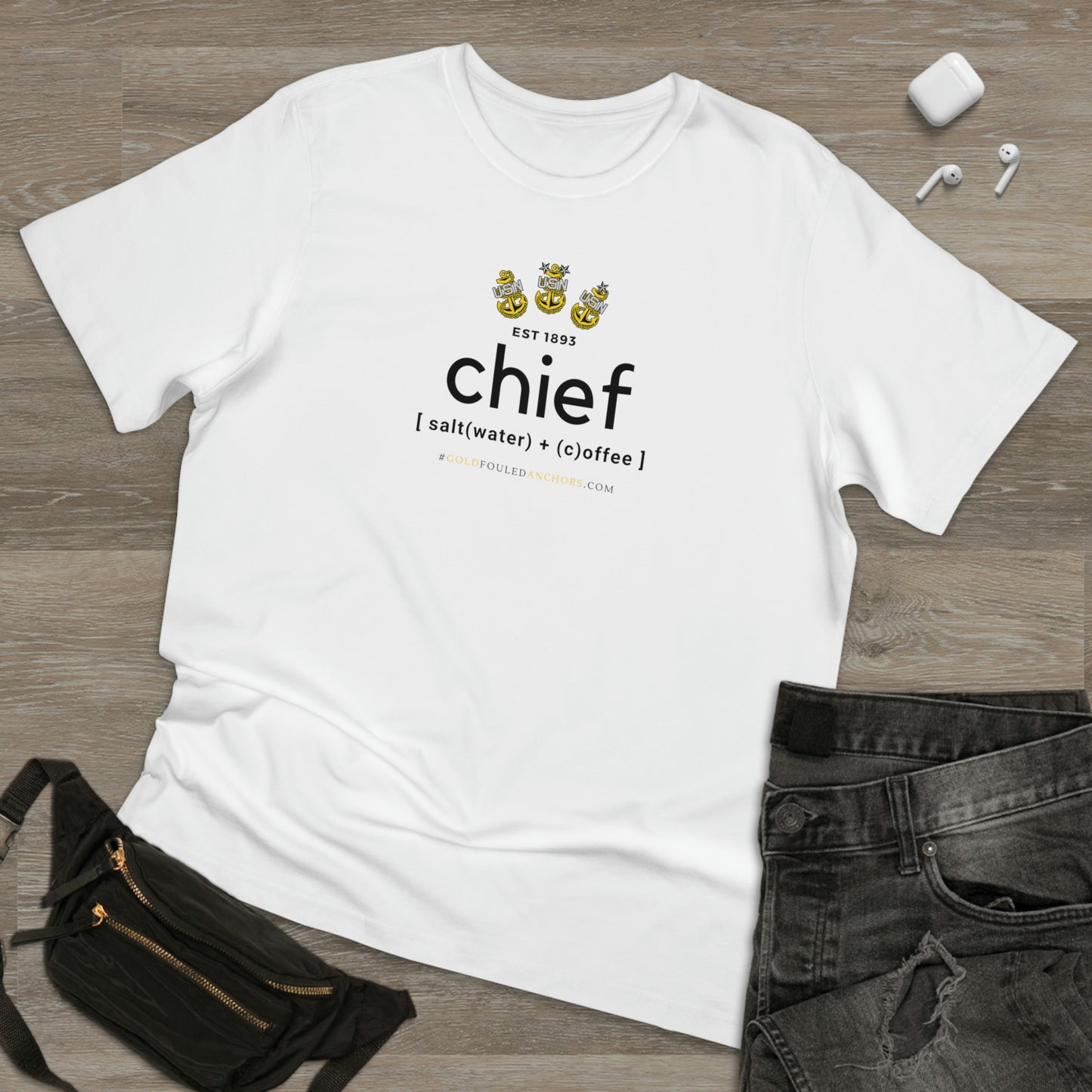 Unisex Navy Chief T-Shirt - Saltwater + Coffee #NavyChief #CPO #ChiefPettyOfficer #MilitaryApparel