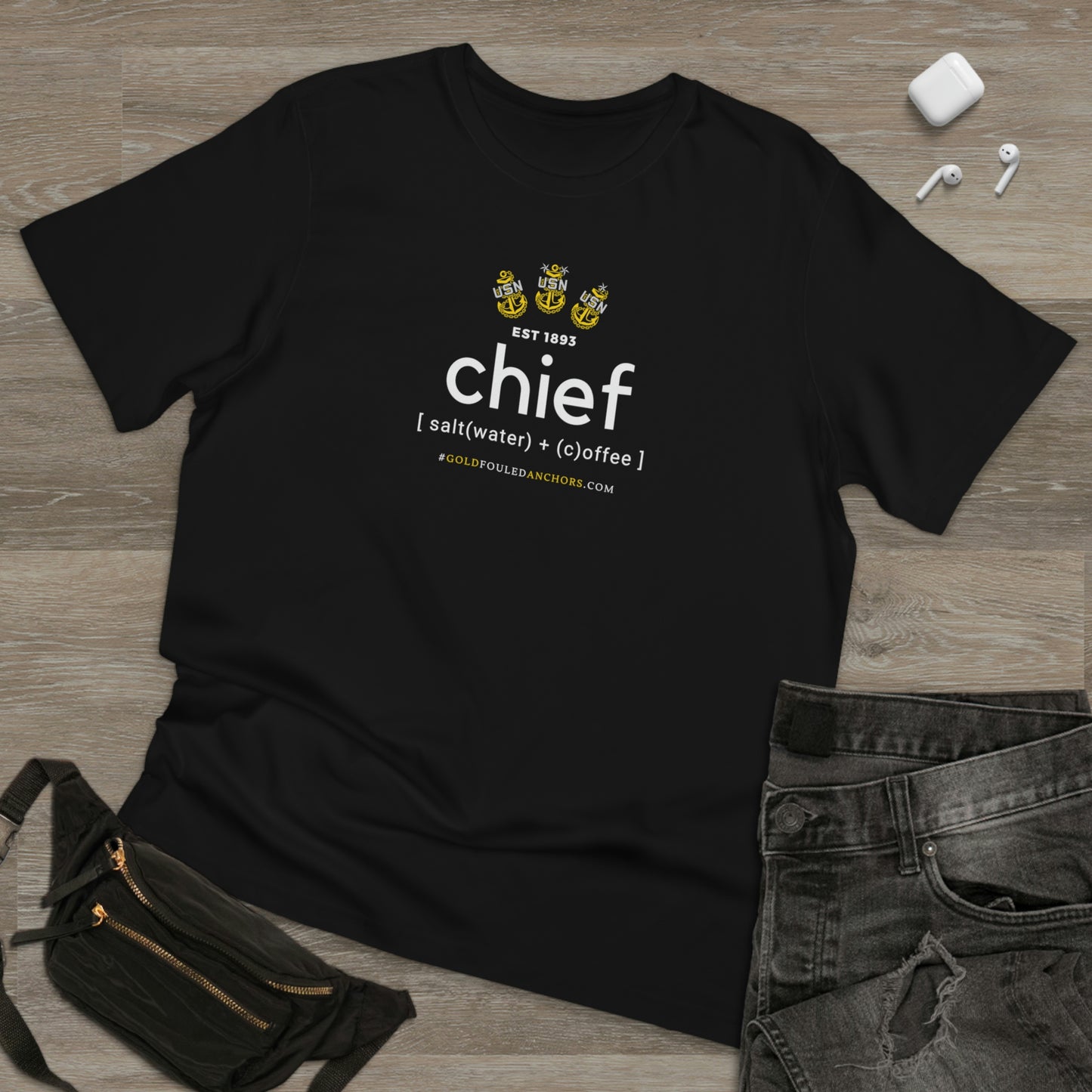 Unisex Navy Chief T-Shirt - Saltwater + Coffee #NavyChief #CPO #ChiefPettyOfficer #MilitaryApparel