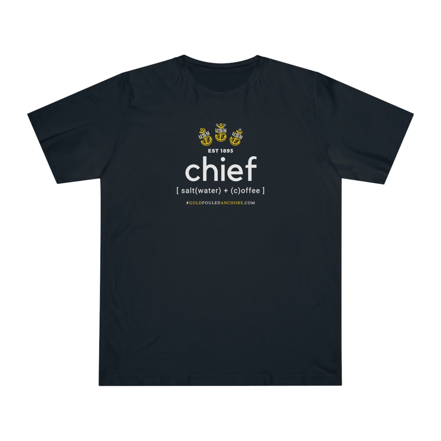 Unisex Navy Chief T-Shirt - Saltwater + Coffee #NavyChief #CPO #ChiefPettyOfficer #MilitaryApparel