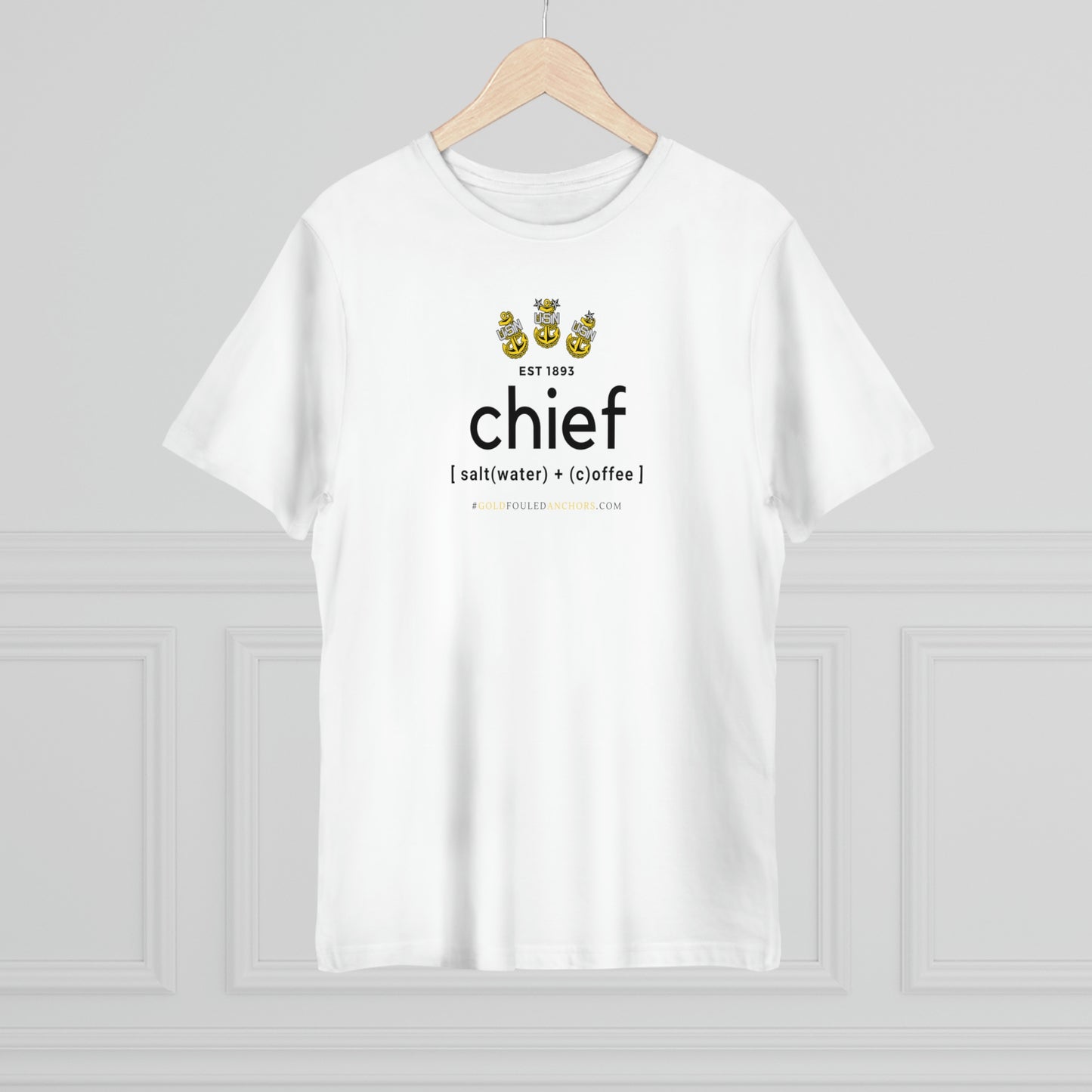 Unisex Navy Chief T-Shirt - Saltwater + Coffee #NavyChief #CPO #ChiefPettyOfficer #MilitaryApparel