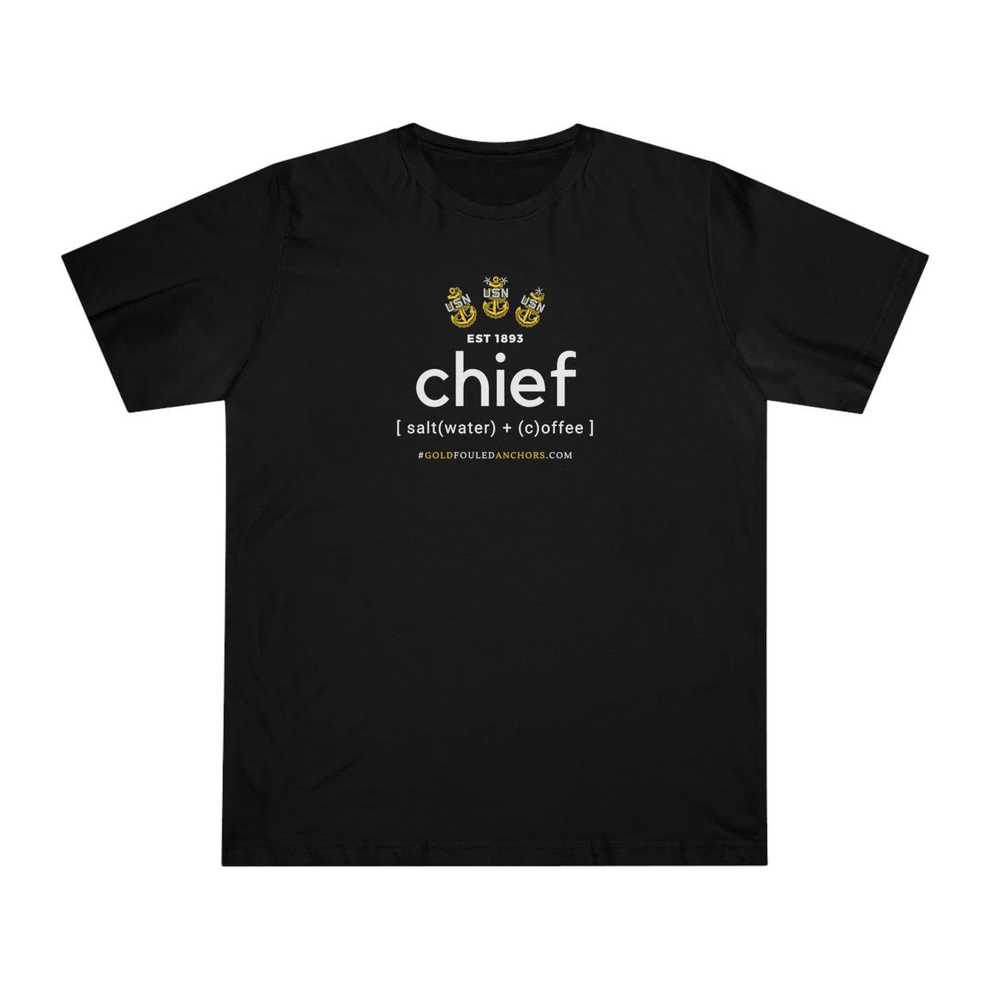 Unisex Navy Chief T-Shirt - Saltwater + Coffee #NavyChief #CPO #ChiefPettyOfficer #MilitaryApparel