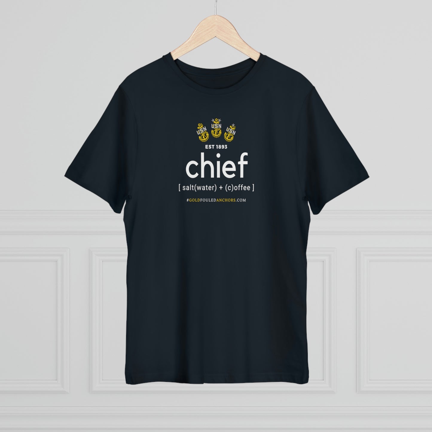 Unisex Navy Chief T-Shirt - Saltwater + Coffee #NavyChief #CPO #ChiefPettyOfficer #MilitaryApparel